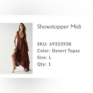 Free People | Show Stopper MIDI, Size Large in Desert Topaz. NWOT